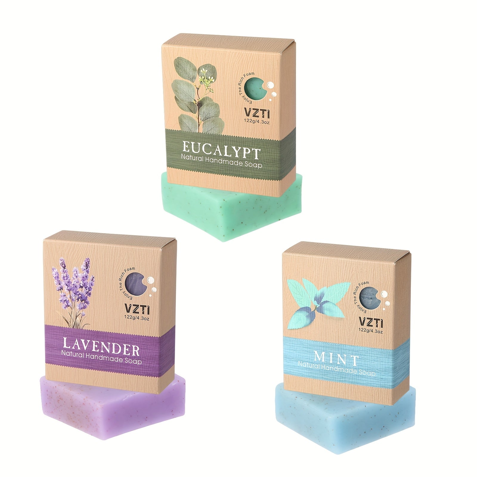 3pcs\u002F6pcs Exfoliating Handmade Soap - 122g Natural Bar Soap With Eucalyptus, Peppermint, Lavender, Mango, Coconut & Shea Butter Essential Oils for Deep Cleansing, Moisturizing Self-Care, Easter Gift Set, Travel Essential-Local Warehouse