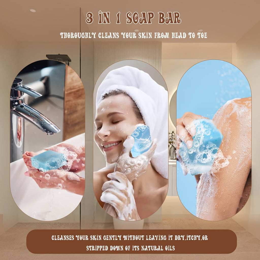 3pcs\u002F6pcs Exfoliating Handmade Soap - 122g Natural Bar Soap With Eucalyptus, Peppermint, Lavender, Mango, Coconut & Shea Butter Essential Oils for Deep Cleansing, Moisturizing Self-Care, Easter Gift Set, Travel Essential-Local Warehouse